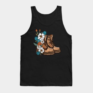 Blooming Boots: Nature's Style Inspiring Wanderlust Adventures Tank Top